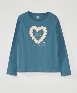 T-shirt imprimé manches longues - Vert