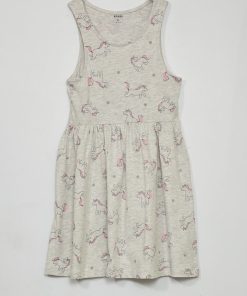 Robe sans manches à motifs 'licorne' - Gris chiné
