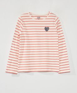 T-shirt à 'rayures' à manches courtes - Rose/blanc