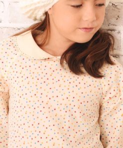 Blouse Col CLAUDINE Fille Beige à Pois Multicoles - 'LA FAUTE A VOLTAIRE' - Beige