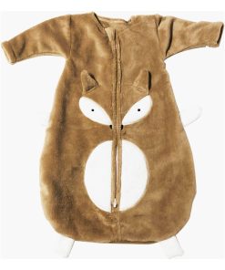 Gigoteuse naissance ludique en flanelle - Manches longues - Renard - Marron