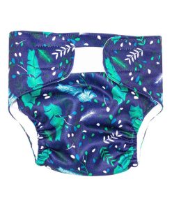 Couche lavable - Feuilles fond bleu - Bleu