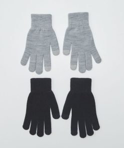 Lot de 2 paires de gants tactiles - Gris/noir
