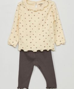 Ensemble t-shirt + legging - Ecru/anthracite
