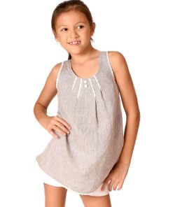 Blouse  lin à fine dentelle ANAIS - 'LA FAUTE A VOLTAIRE' - Gris clair