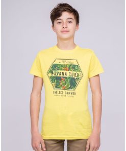 T-shirt col rond pur coton NIBOU-J - Jaune