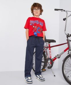 Pantalon jogging en maille piquée - Bleu marine