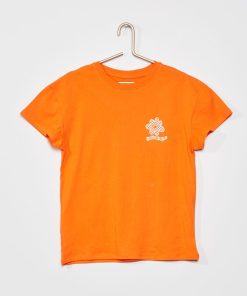 Tee-shirt en jersey avec imprimé - Orange 'fleur'