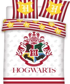 Parure de Lit Enfant Coton Réversible Blanc Blason Poudlard - Blanc