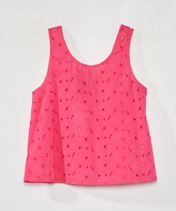 Top en broderie anglaise - Rose