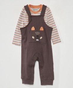 Ensemble salopette + body - 2 pièces - Gris