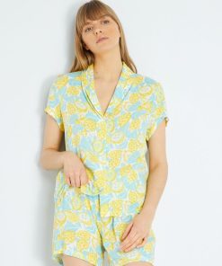 Ensemble pyjama short avec imprimé - 2 pièces - Jaune/bleu