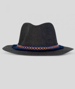 Chapeau fedora effet paille Kebello - gris anthracite