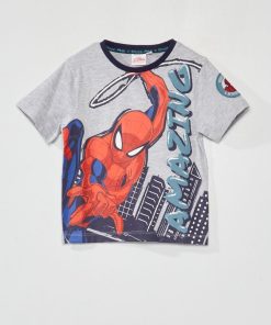 Tee-shirt imprimé 'Spiderman' - gris