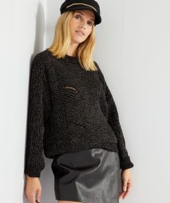 Pull en maille tricot 'JDY' - noir
