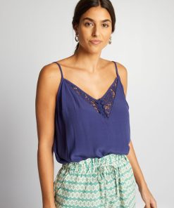 Top à fines bretelles - Bleu