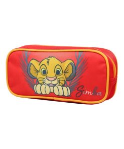 Trousse scolaire rectangulaire DS Le Roi Lion Simba Rouge Bagtrotter - Rouge