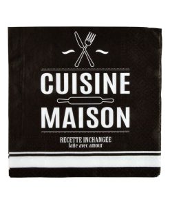 Lot de 20 serviettes en papier Ma cuisine - Noir