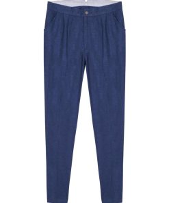 Pantalon de costume  lin  AMBROISE - 'LA FAUTE A VOLTAIRE' - Bleu marine
