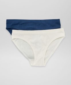Lot de 2 culottes en maille côtelée 'Envie de lingerie' - marine/blanc