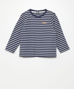 T-shirt esprit marinière - Bleu marine/blanc