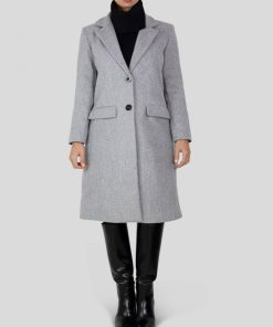 Manteau long droit boutonné Kebello - Gris