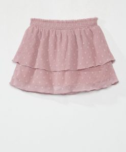 Jupe à étages avec taille smockée - Violet