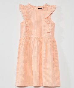 Robe fantaisie à rayures - Orange