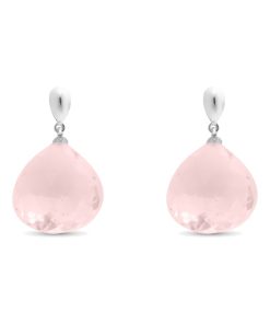 Boucles d'oreilles zoqoyi en argent 925 et quartz rose rhodié - Rose