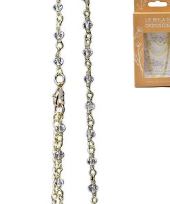 Chaîne perlée plaquée or / cristal blanc 114cm - Doré/or
