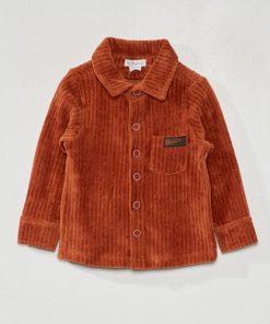 Chemise en velours à manches longues - rouge brique