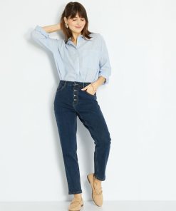 Jean mom à taille très haute - L34 - Brut
