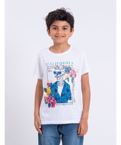 T-shirt manches courtes col rond pur coton NUMILAN-J - Blanc
