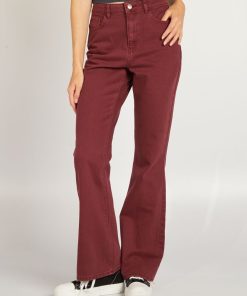 Pantalon flare - 5 poches - Rouge bordeaux
