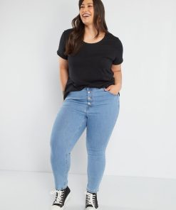 Jean skinny taille haute - Bleu
