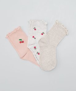 Lot de 3 paires de chaussettes avec imprimé - Gris/rose