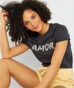 T-shirt en jersey imprimé - Noir