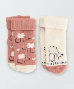 Lot de 2 paires de chaussettes - Rose/blanc
