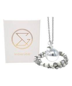 Box grossesse - Bola et bracelet d'allaitement - Howlite & Magnésite - Blanc