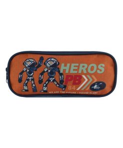 BAGTROTTER Trousse scolaire 2 compartiments Poivre Blanc Robots Orange - Orange