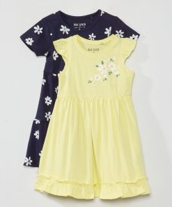 Lot de 2 robes imprimé fleuri - Marine/jaune