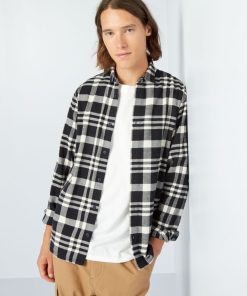 Chemise à carreaux en flanelle - Noir