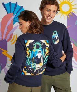 Sweat en molleton unisexe avec imprimé - Bleu