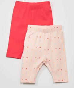 Lot de 2 leggings courts en jersey - Rose