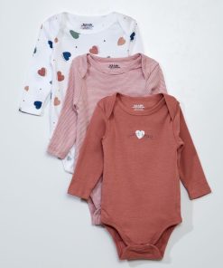 Lot de 3 bodies manches longues - Rose