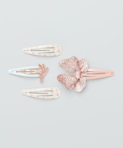 Lot de 4 barrettes 'DS' - Rose/Blanc