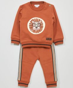Ensemble sweat 'Lion' + pantalon de jogging - 2 pièces - Rouge orange