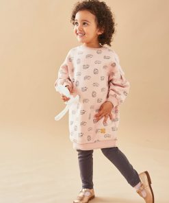 Robe imprimés hérissons en molleton gratté, clair - Rose