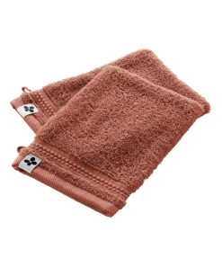 2 gants de toilette coton Collection Garance - Marron
