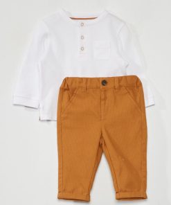 Ensemble polo manches longues et - Beige